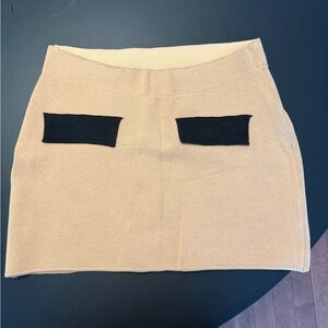 Urban Outfitters Beige Mini Skirt with Black Pocket Panels